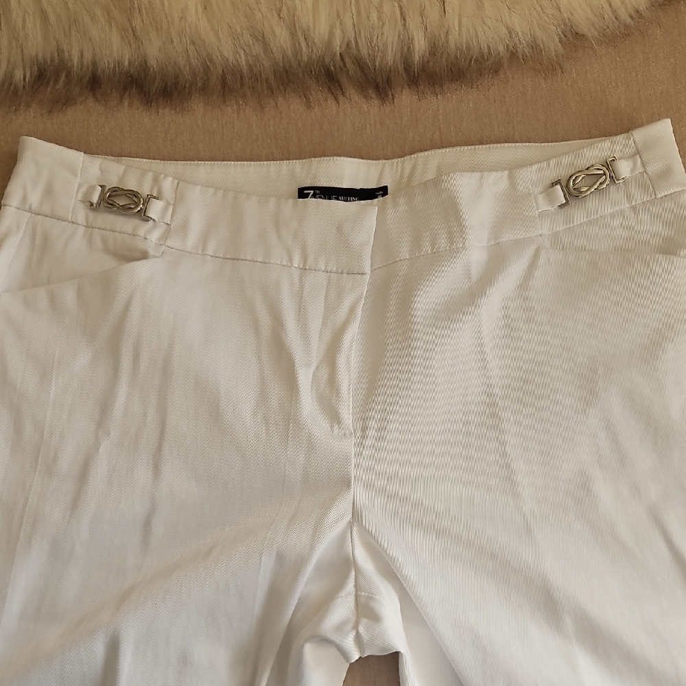 New York & Company White Dress Pants with Gold Hardware